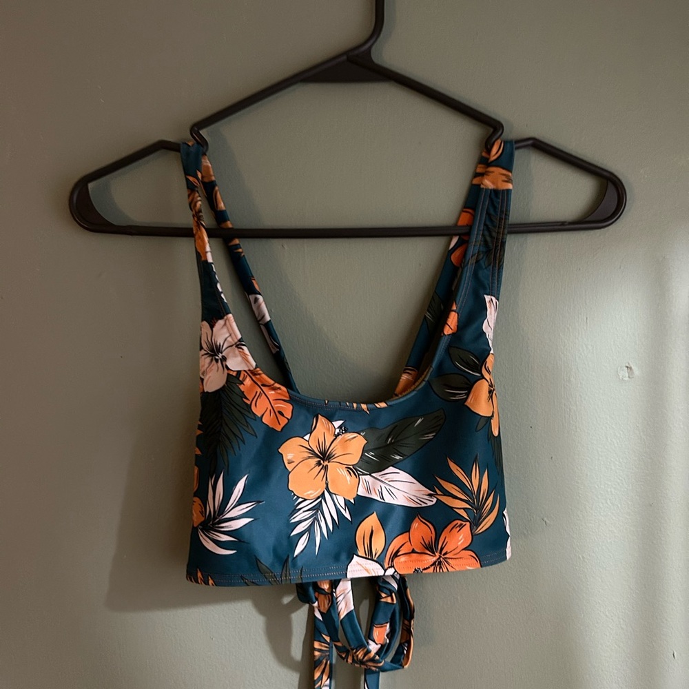 Vibrant Blue and Orange Crop Bikini Top